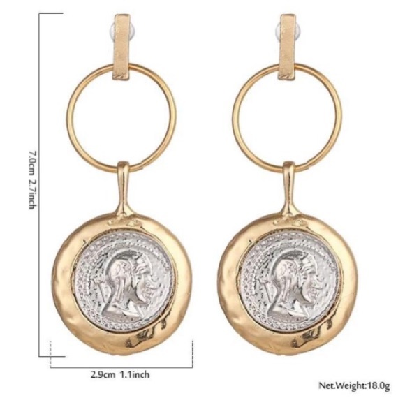Gold plated coins earrings - Picture 3 of 4